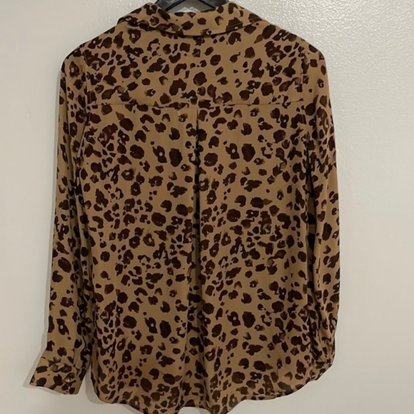 NWT L'Agence Womens Nina Brown Silk Animal Print Top Blouse Shirt, 100% silk - Picture 6 of 7